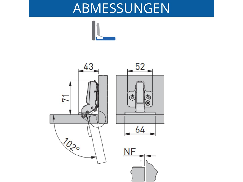 Cerniera Automatica d.35 Silento Pro 3D Chiusura Silenziosa Clip-On+Basetta 102°Collo Alto h=18 Nichelato | GTV - immagine 3